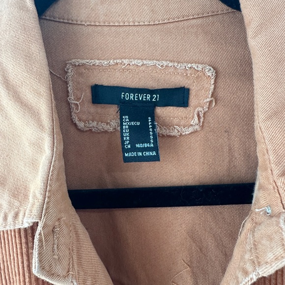 Forever 21 burnt orange corduroy button up jacket fall winter casual beach S - Picture 13 of 13
